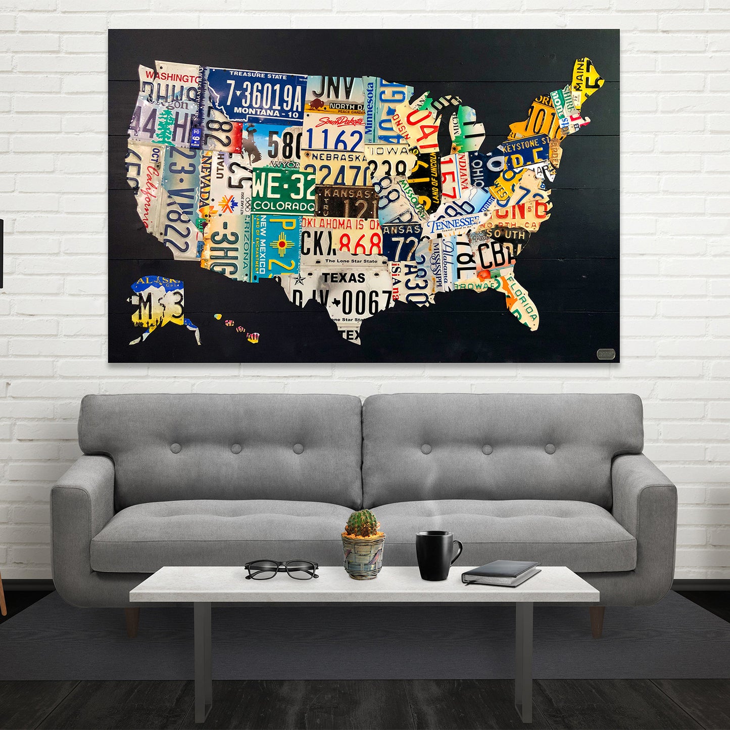 Large USA License Plate Map