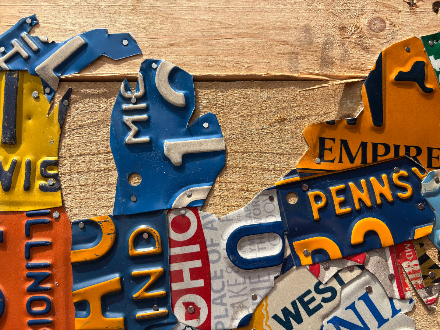 In-Stock License Plate Map of USA on Pallet Wood 40 x 28