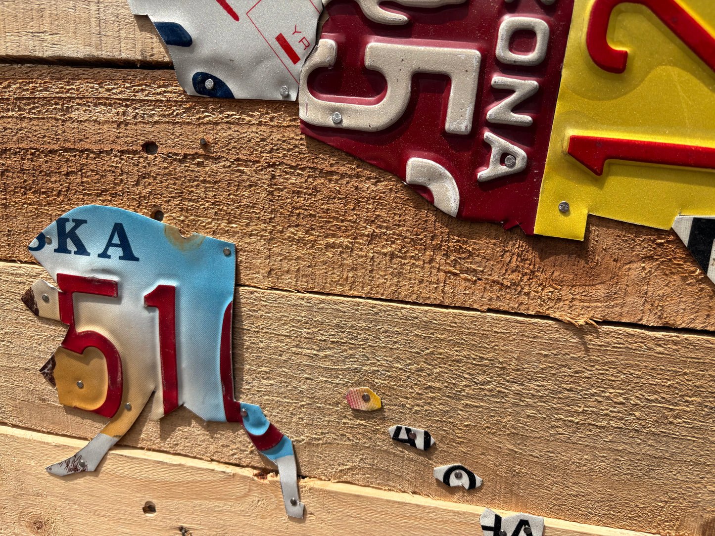 In-Stock License Plate Map of USA on Pallet Wood 40 x 28