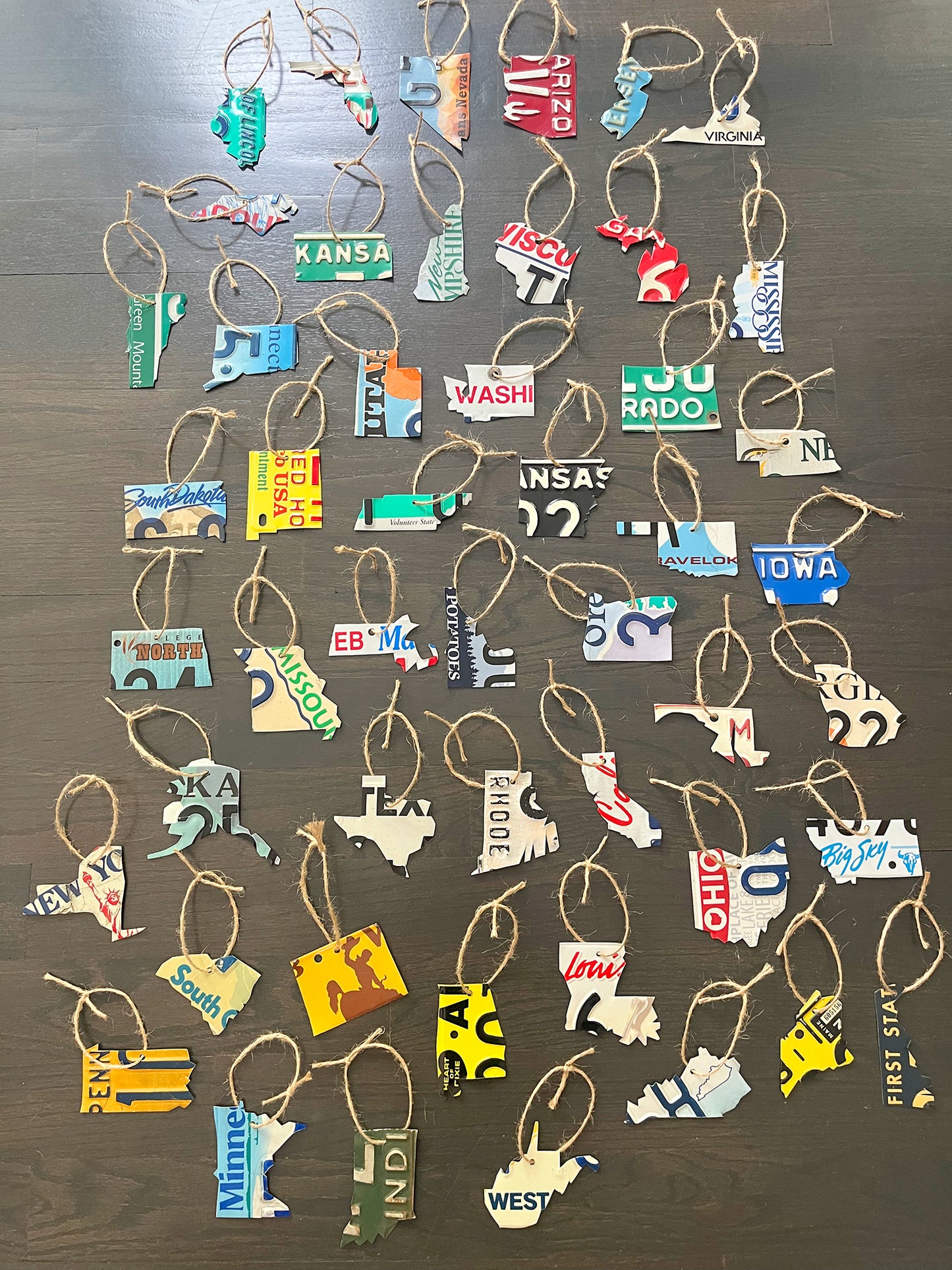State Shape License Plate Ornament