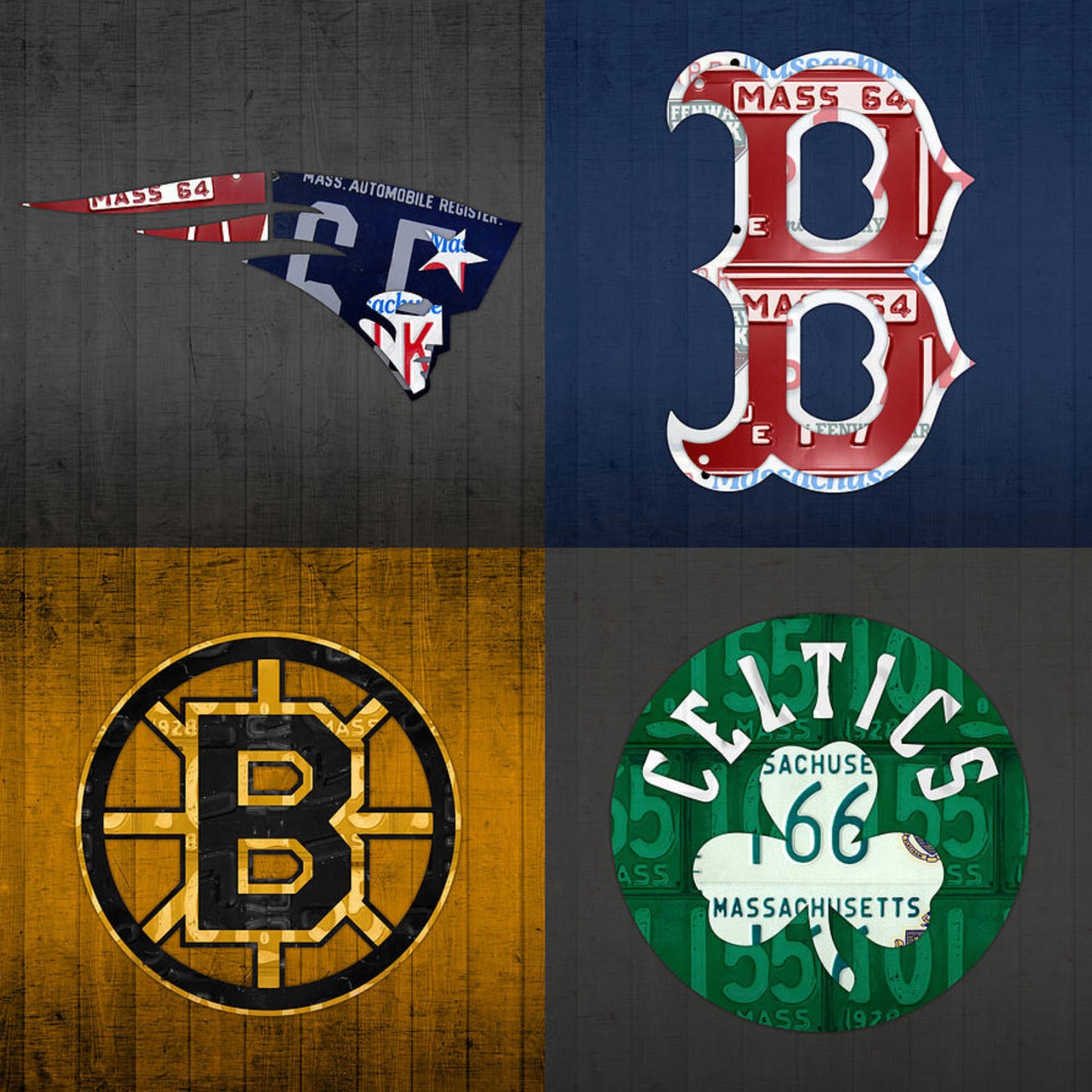 4 Sport Team License Plate Art Collage