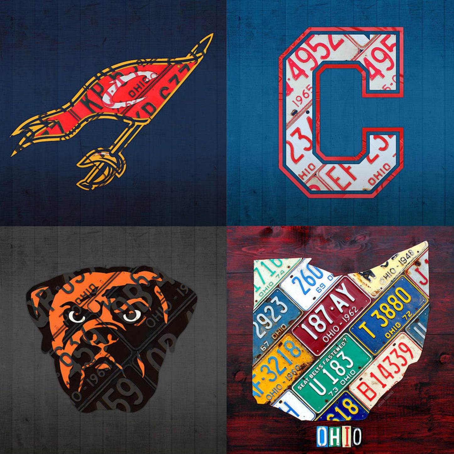 4 Sport Team License Plate Art Collage