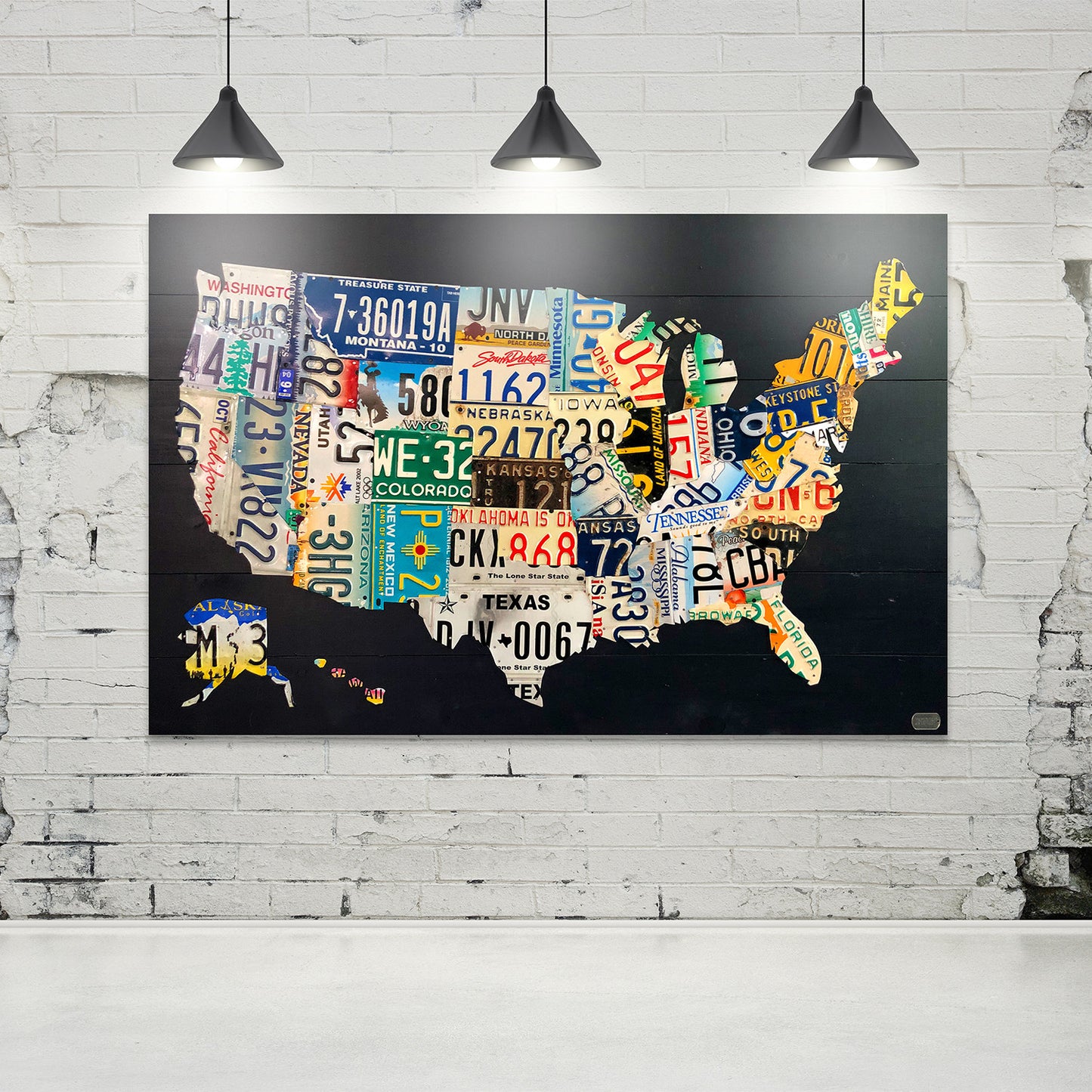 Large USA License Plate Map