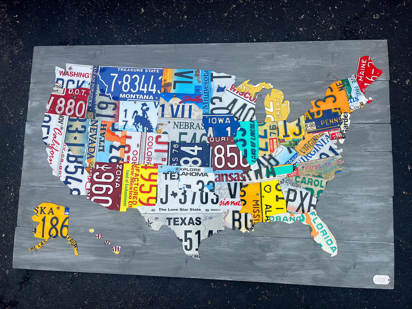 In-Stock Large USA Map on Gray Distressed Planks