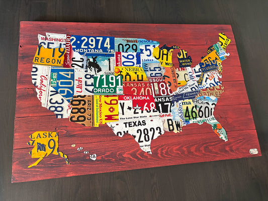 In-stock License Plate Map USA 48 x 32