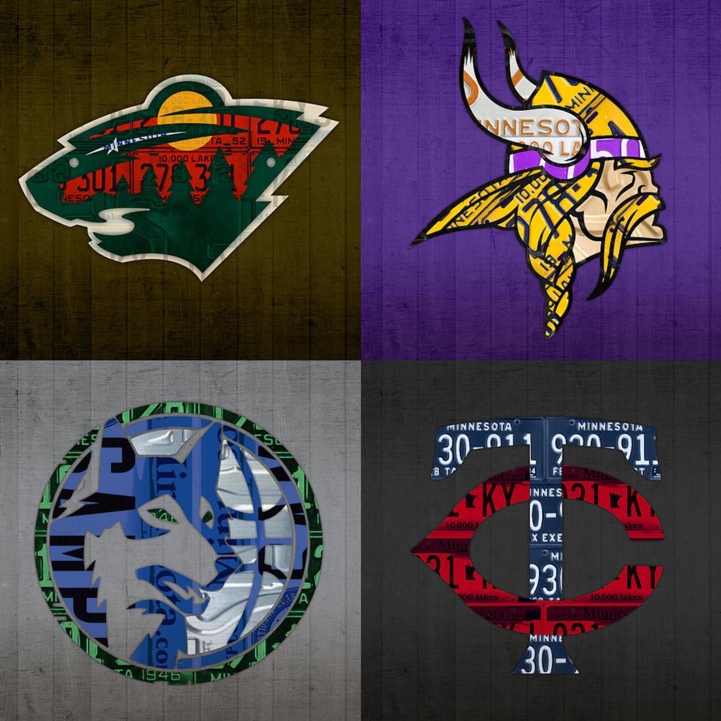 4 Sport Team License Plate Art Collage