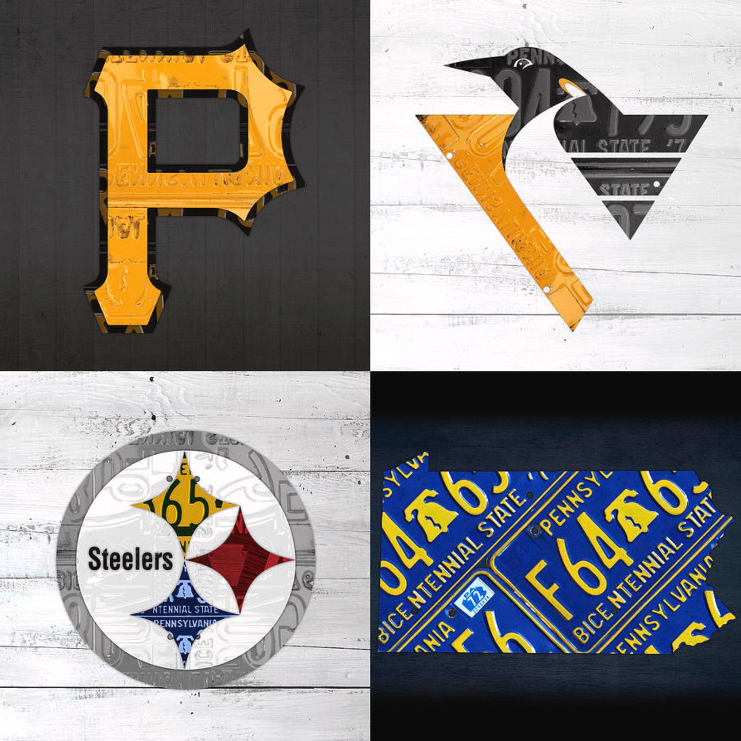 4 Sport Team License Plate Art Collage