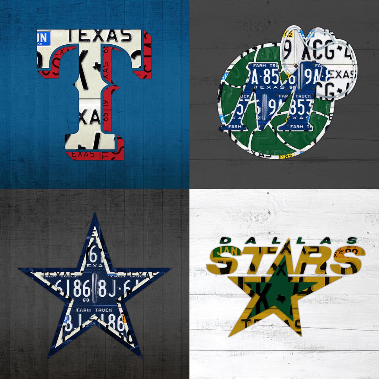 4 Sport Team License Plate Art Collage