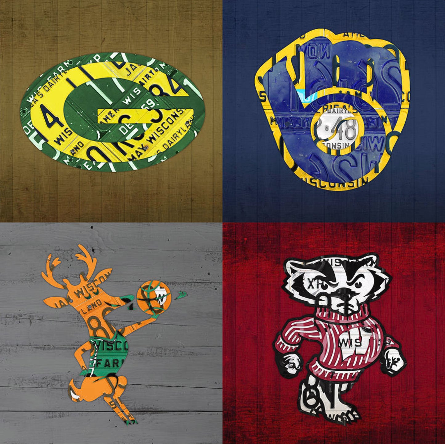 4 Sport Team License Plate Art Collage