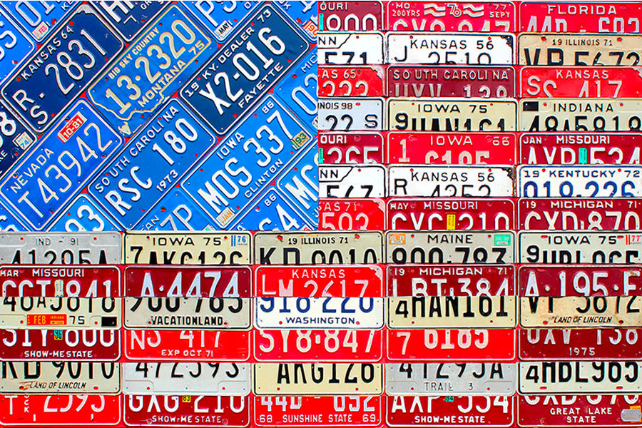 Commissioned License Plate American Flag Art