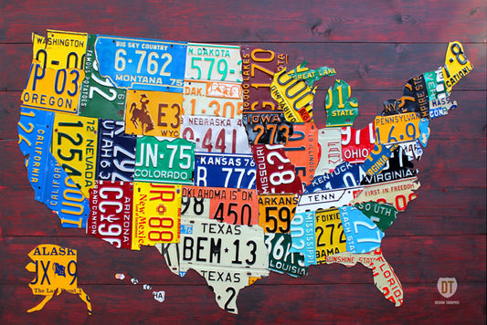 XL (60 x 40) License Plate Map of the USA - Custom Order