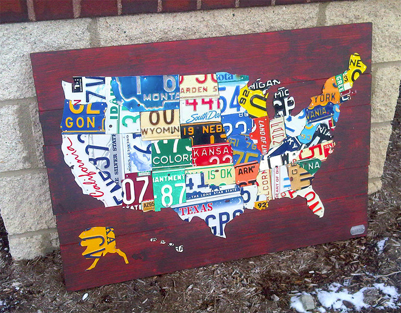 Commissioned Medium USA License Plate Map