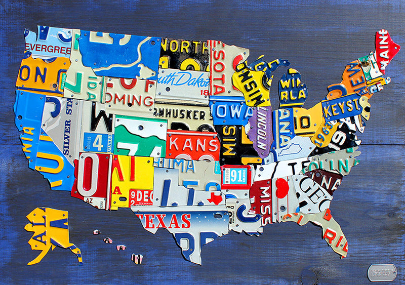 Commissioned Small USA License Plate Map