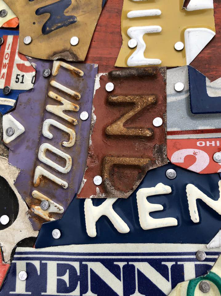 Studio Size License Plate Map of USA - Custom Order