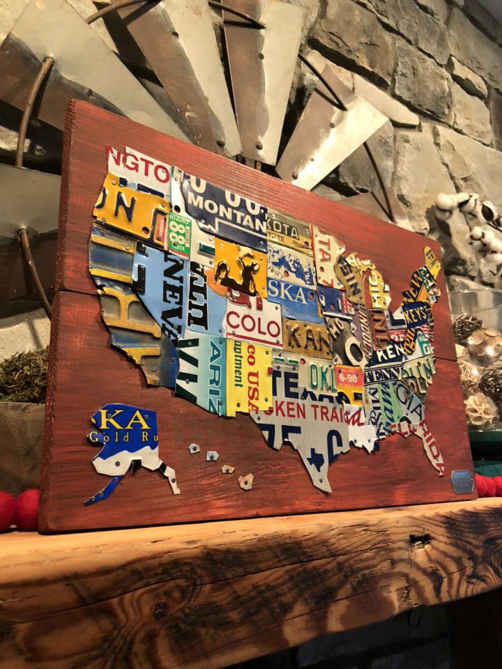 Commissioned Studio Size License Plate Map of USA
