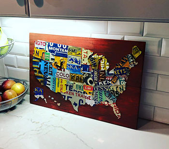 Commissioned Studio Size License Plate Map of USA