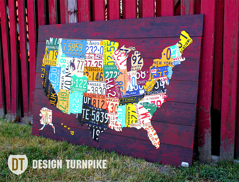 XL (60 x 40) License Plate Map of the USA - Custom Order