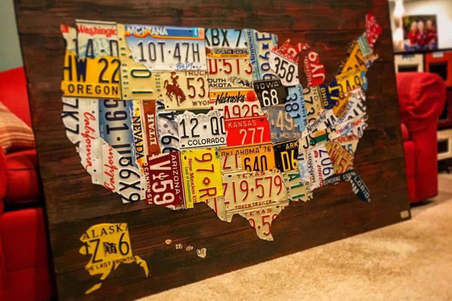 XXL License Plate Map of the USA - Custom Order