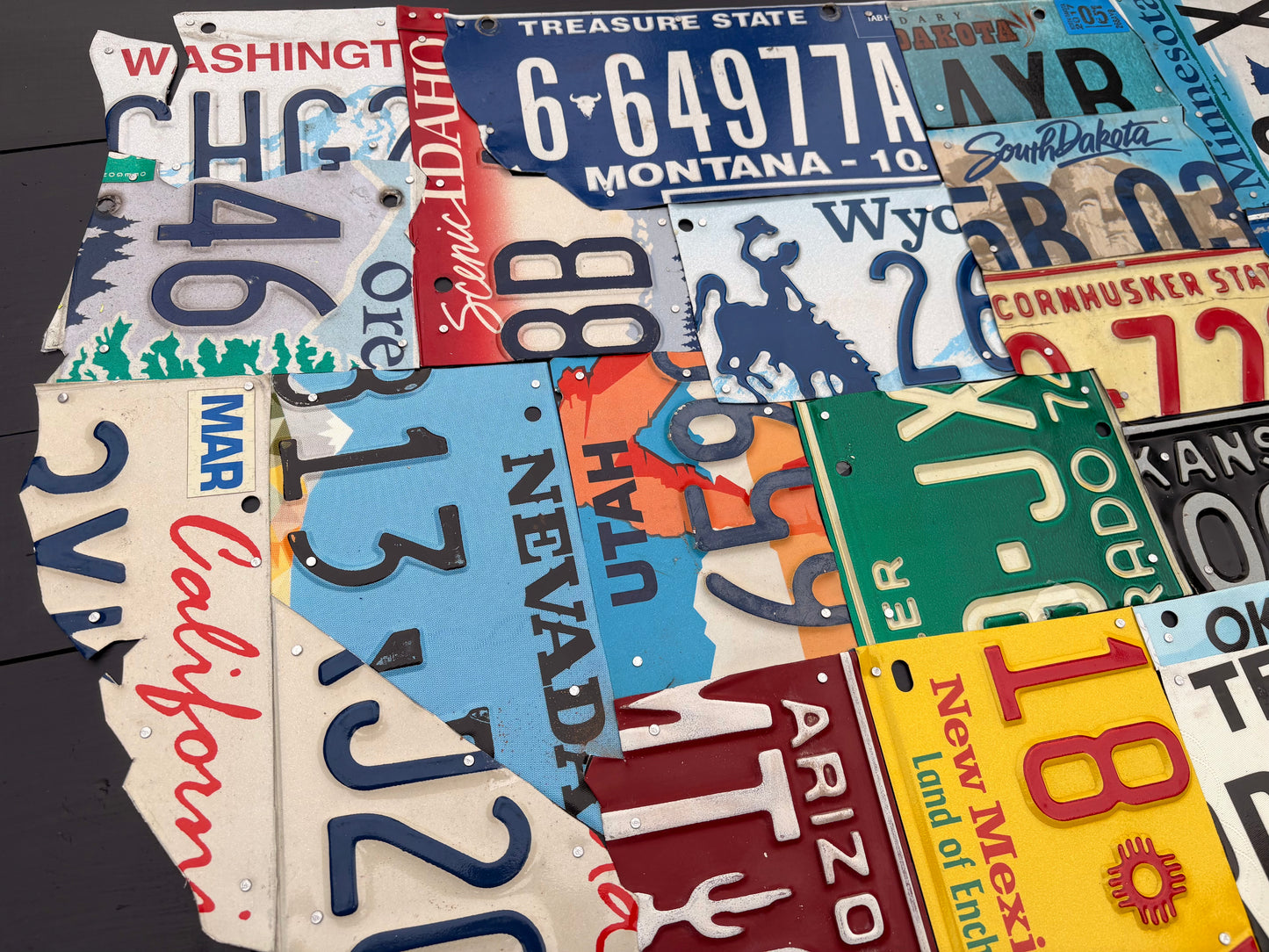 In-Stock Large Very Black License Plate Map of USA