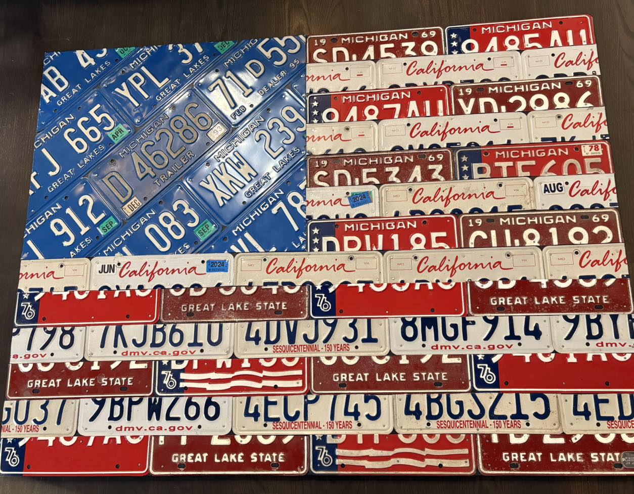 In-Stock Large License Plate American Flag Art