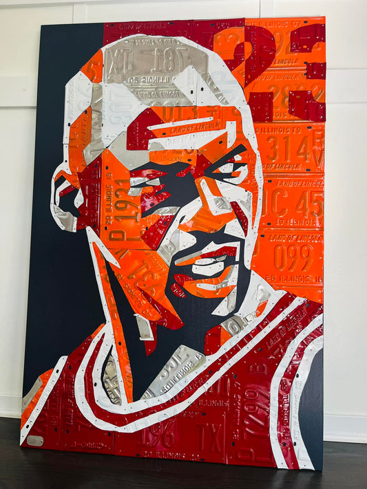 Michael Jordan Portrait Handmade Original Vertical