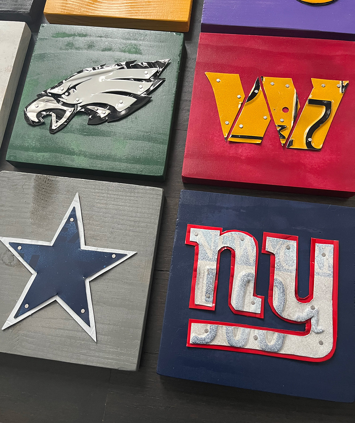 NFL Team Logo License Plate Art 7 x 7 with display stand