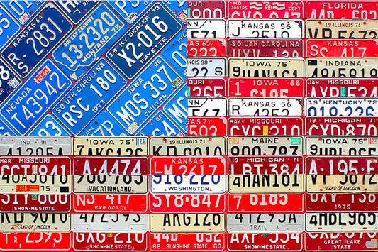 Commissioned License Plate American Flag Art