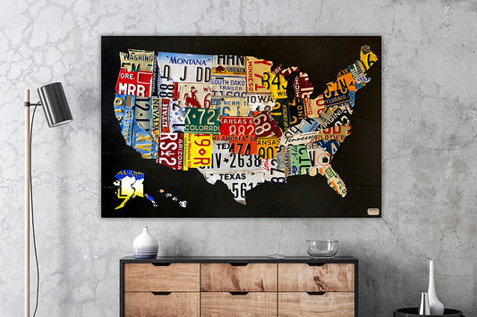 Hybrid USA License Plate Map - Custom Order