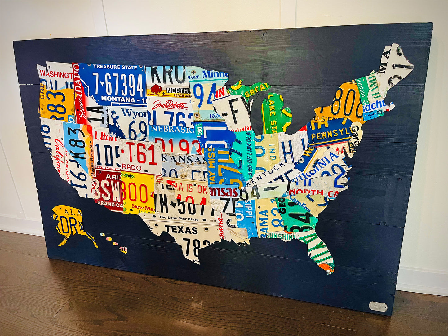 In-Stock Large Very Black License Plate Map of USA No. 2