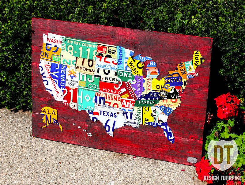 Commissioned Medium USA License Plate Map