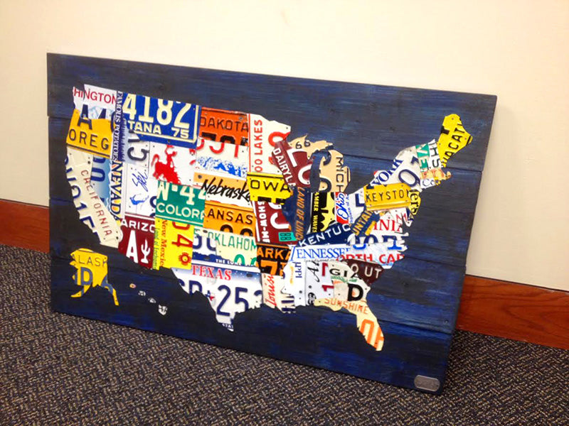 Commissioned Medium USA License Plate Map