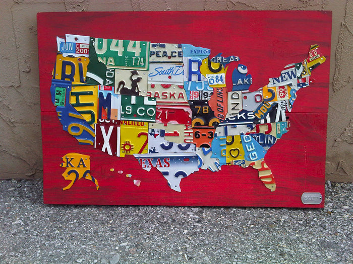 Commissioned Small USA License Plate Map