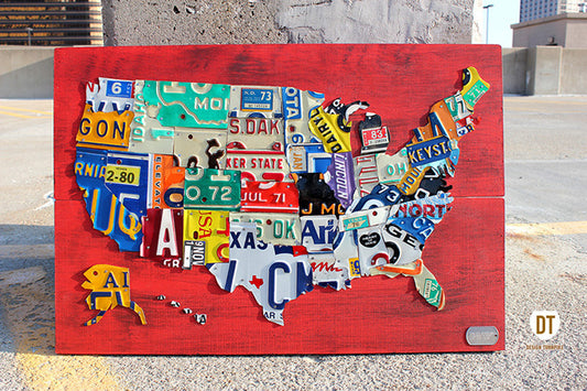 Commissioned Small USA License Plate Map