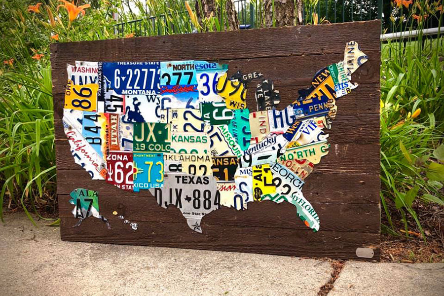 Commissioned Special Edition USA License Plate Map