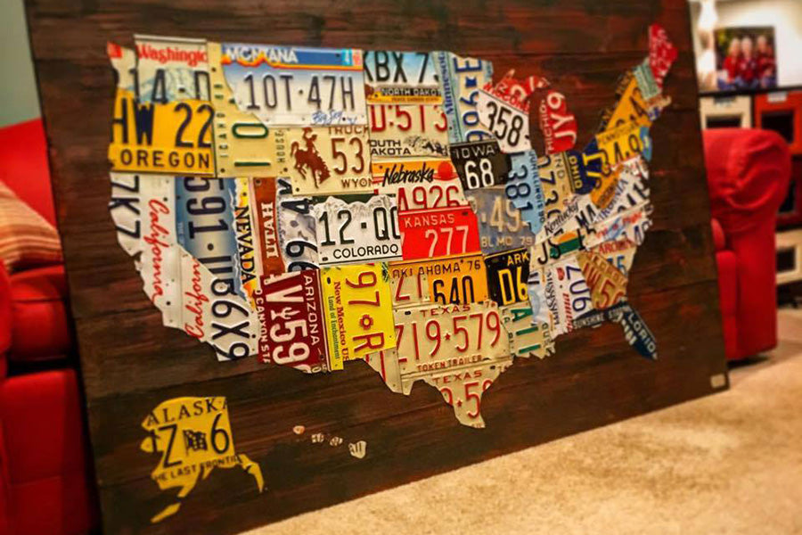 Commissioned XXL License Plate Map of the USA